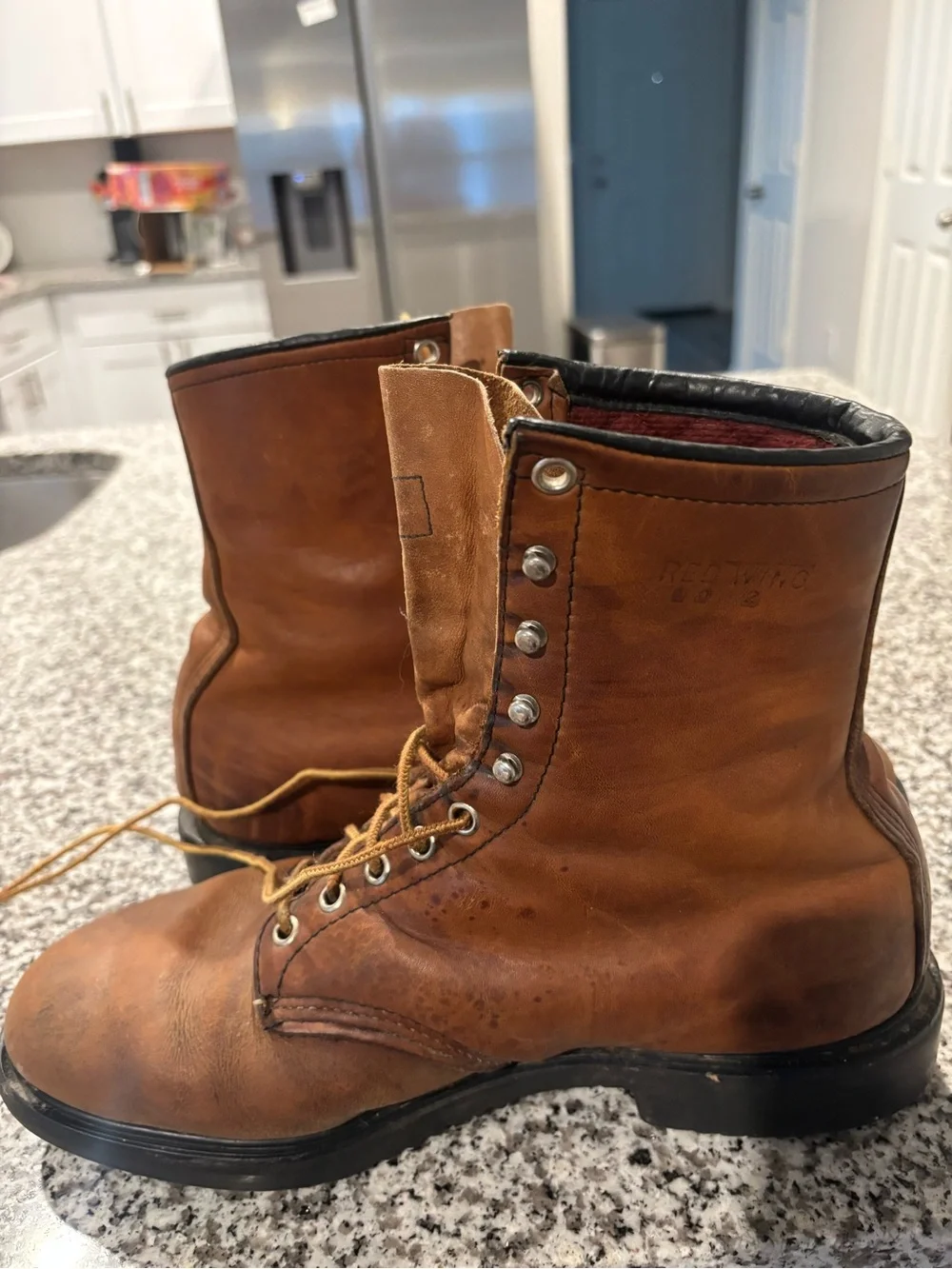 Redwing-Men's Brown Leather Lace-Up Work Boots